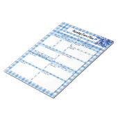 Blauer Blumen-Gingham_ Pflegeplan Notizblock (angewinkelt)