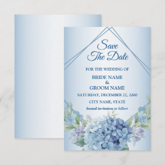 Blauer Blumen-Herb-Rahmen Staubige Vintage-Hochzei Save The Date