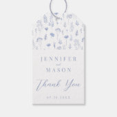 Blauer Blumen Hochzeit danke Ihnen Geschenk Gefall Geschenkanhänger (Vorderseite)