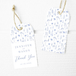 Blauer Blumen Hochzeit danke Ihnen Geschenk Gefall Geschenkanhänger