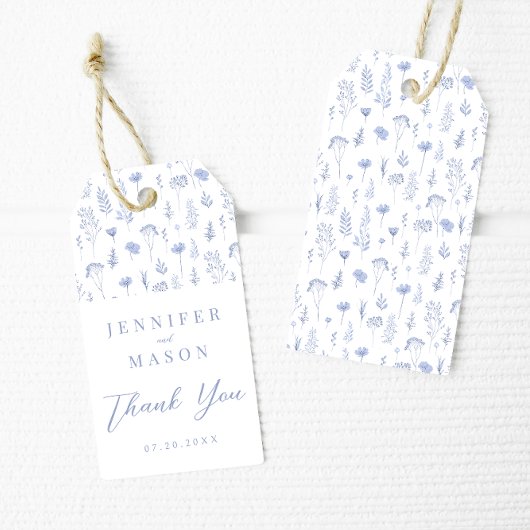 Blauer Blumen Hochzeit danke Ihnen Geschenk Gefall Geschenkanhänger