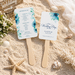 Blauer Blumen-Hochzeitsprogramm-Fächer Fächer