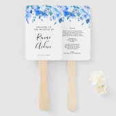 Blauer Blumen Hochzeitsprogramm Hand Fan, blau Blu Fächer (Vorne und Hinten)