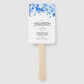Blauer Blumen Hochzeitsprogramm Hand Fan, blau Blu Fächer (Rückseite)