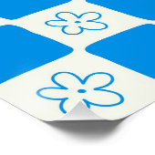 Blauer Blumen-Karomuster im Prepper-Stil Poster (Ecke)