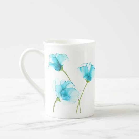 Blauer Blumen Knochen China Tasse (Links)