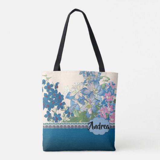 Blauer Blumen Lieblings-Bridesmaid-Geschenk Tasche (Rückseite)