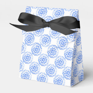Blauer Blumen-Mandalas-runder Motiv-Entwurf 2 + Geschenkschachtel