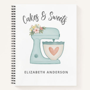 Blauer Blumen-Mixer-Bäckerei-Konditor-Notizblock Notizblock