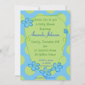 Blauer Blumen Niedliche Babydusche Einladungen (Rückseite)