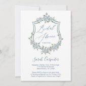 Blauer Blumen Romantische Brautdusche Einladung (Vorderseite)