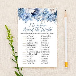 Blauer Blumen rund um das World Brautparty Game Briefpapier