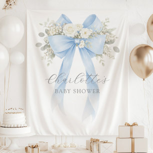 Blauer Blumen-Schleifen-Baby-Jungen-Shower Wandteppich
