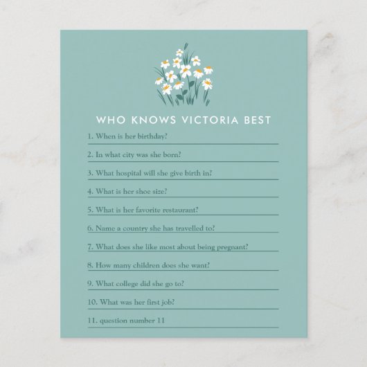 Blauer Blumen schönes Baby Duschspiel Flyer (Vorne)