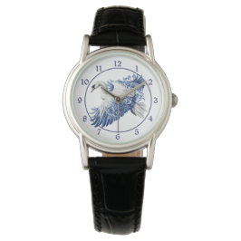 Blauer Blumen-Schwan Armbanduhr