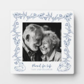 Blauer Blumen-Schwan Liebes-Andenken Nan Opa Fotoplatte (Vorderseite)