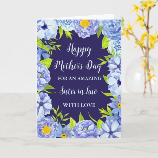 Blauer Blumen Schwester im Recht glücklich Muttert Karte (Gelbe Blume)