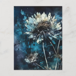 Blauer Blumen Sommer Cyanotype Postkarte