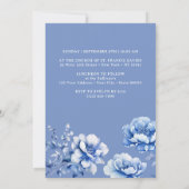 Blauer Blumen Taufe Einladung (Rückseite)