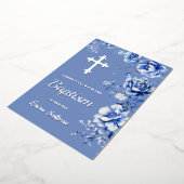 Blauer Blumen Taufe Folieneinladung (Gedreht)