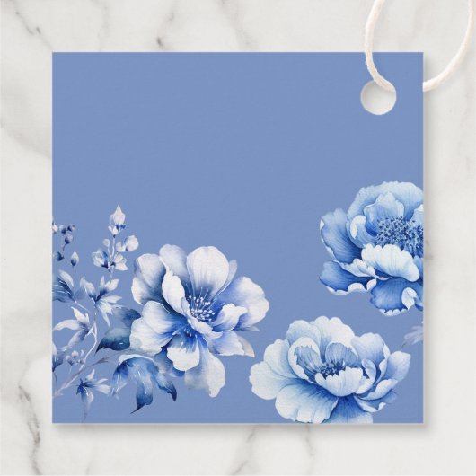 Blauer Blumen Taufe Geschenkanhänger (Rückseite)