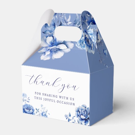 Blauer Blumen Taufe Geschenkschachtel (Rückseite)