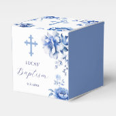 Blauer Blumen Taufe Klassik Geschenkschachtel (Vorderseite)