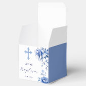 Blauer Blumen Taufe Klassik Geschenkschachtel (Geöffnet)