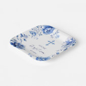 Blauer Blumen Taufe Pappteller (Gewinkelt)