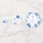 Blauer Blumen Tauftisch Confetti Konfetti (Vorderseiten)