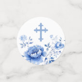 Blauer Blumen Tauftisch Confetti Konfetti (Klein Vorderseite)