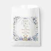 Blauer Blumen-Teddybär Fünfzehnter Geburtstag Geschenktütchen (Vorderseite)