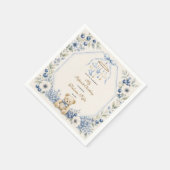 Blauer Blumen-Teddybär Fünfzehnter Geburtstag Serviette (Ecke)