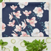 Blauer Blumen-Teppich Geschirrtuch (Gefaltet)