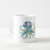 Blauer Blumen-Tintenfisch Kaffeetasse (Vorderseite Links)