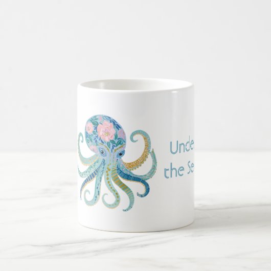 Blauer Blumen-Tintenfisch Kaffeetasse (Mittel)