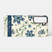 Blauer Blumen Trendy Personalisierter Niedlicher S Samsung Galaxy Hülle (Rückseite (Horizontal))