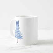 Blauer Blumen-Weihnachtsbaum Kaffeetasse (Vorderseite Links)