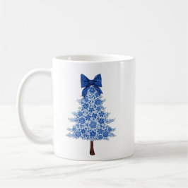 Blauer Blumen-Weihnachtsbaum Kaffeetasse