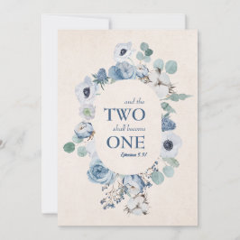 Blauer Blumen zwei werden zu einer Hochzeitseinlad Einladung