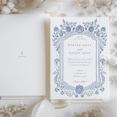 Blauer Blumenbarocke Border Einladung