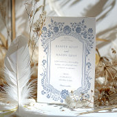 Blauer Blumenbarocke Border Einladung