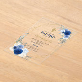 Blauer Blumenbautizo Spanischer Akrylakflex Einlad Acryleinladungen (Ablage )