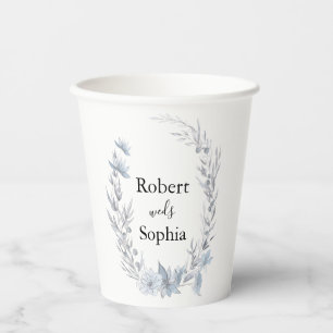 Blauer Blumenbecher für Hochzeitspapiere Pappbecher