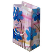 Blauer Blumenbeutel Kleine Geschenktüte (Rückseite Schrägansicht)