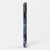 Blauer Blumenblättermonogramm Case-Mate iPhone Hülle (Hinten/Rechts)