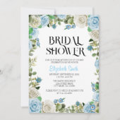 Blauer Blumenblauer Brautdusche Vorlage (Vorderseite)