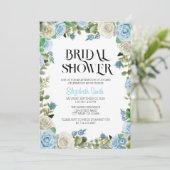 Blauer Blumenblauer Brautdusche Vorlage (Stehend Vorderseite)