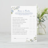 Blauer Blumenblütendusche über oder unter der Kart Einladung (Stehend Vorderseite)