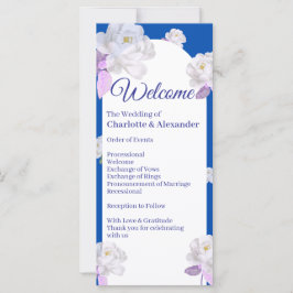 Blauer Blumenbogen-Hochzeitsprogramm